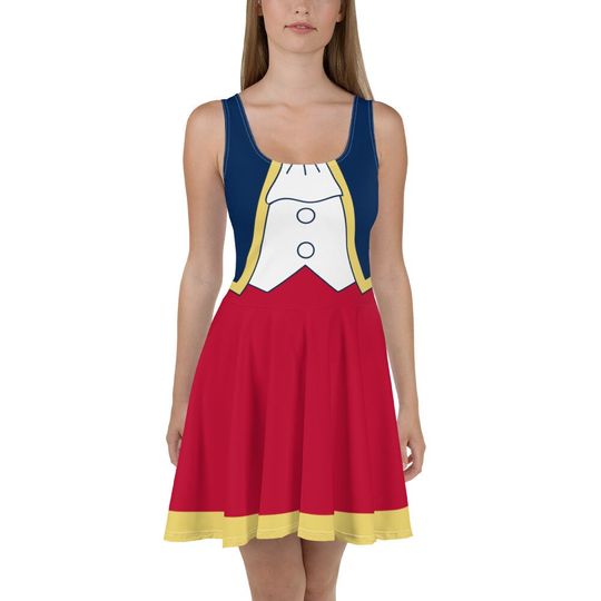 Discover Wine and Dine Revolutionary Mouse Navy Blue Running Costume Women's Skater Dress