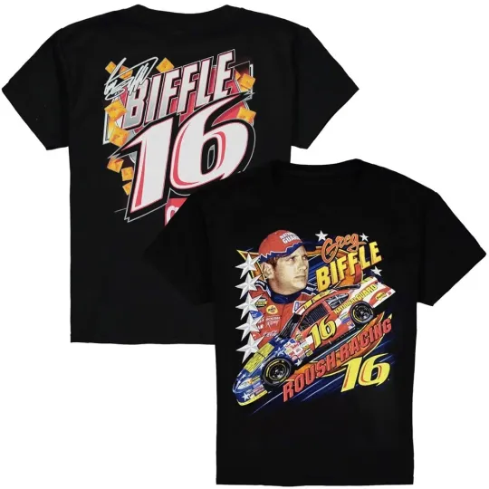 Discover R.I.P 16 Greg Biffle Signature Shirt, Roush Racing Double-Sided TShirt