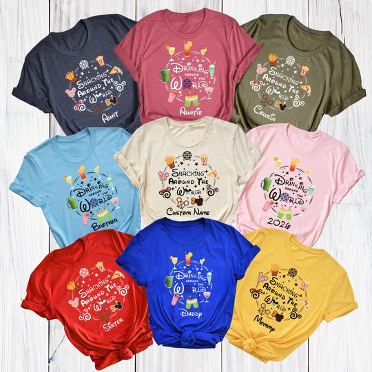 Discover Disney Drinking Around Matching 2026 Shirt, Snacking Around The World Team Shirt, Disney Snacks Squad Shirt, Disney Epcot Group Trip Shirts