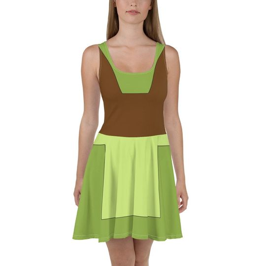 Sleeping Beauty Green Fairy Running Costume Skater Dress