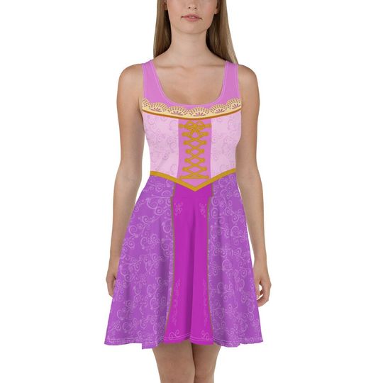 Special Color Rapunzel Princess Running Costume Skater Dress