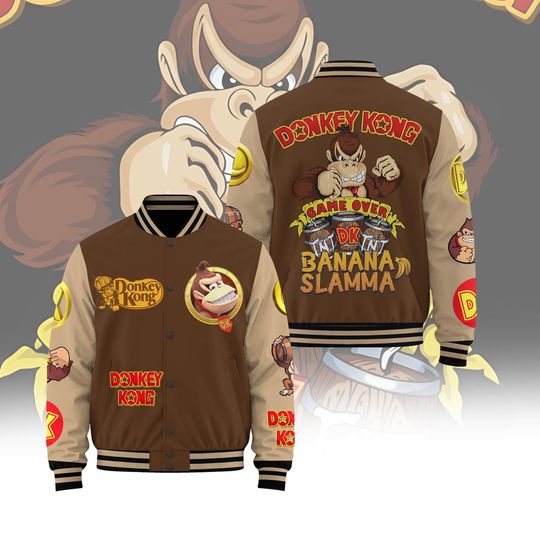 Discover Donkey Baseball Jacket, Retro Game Coat, DK Gamer Gift, Game Style Streetwear