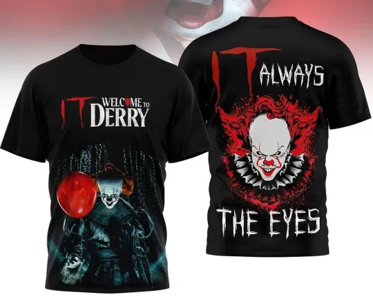 IT Pennywise Welcome To Derry Clown Horror 3D T-Shirt