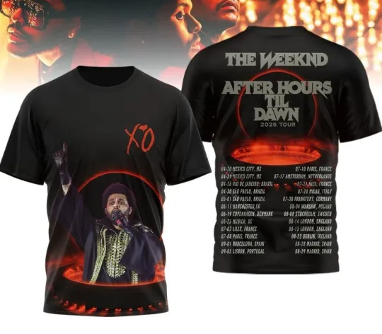 Discover Weeknds After Hours Til Dawn 2026 Tour 3D T-Shirt