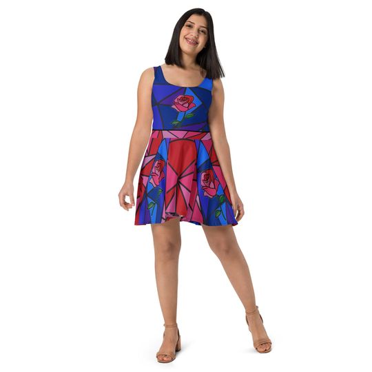 Discover A Stained Glass Rose Running Costume Skater Dress