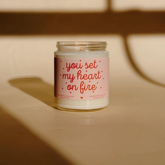 Discover You Set My Heart on Fire Scented Candle, Romantic Gift for Him and Her, Valentine's Day