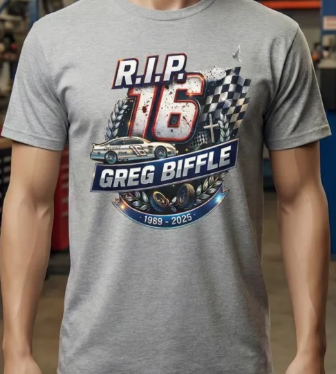 Discover Greg Biffle RIP 16 Memorial T-Shirt | Racing Tribute Legend Checkered Flag