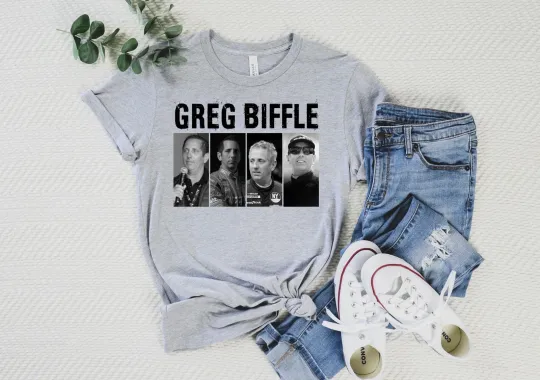 Discover Greg Biffle RIP 1969–2025 Sport Grey NASCAR Racing Graphic T-Shirt S-5XL