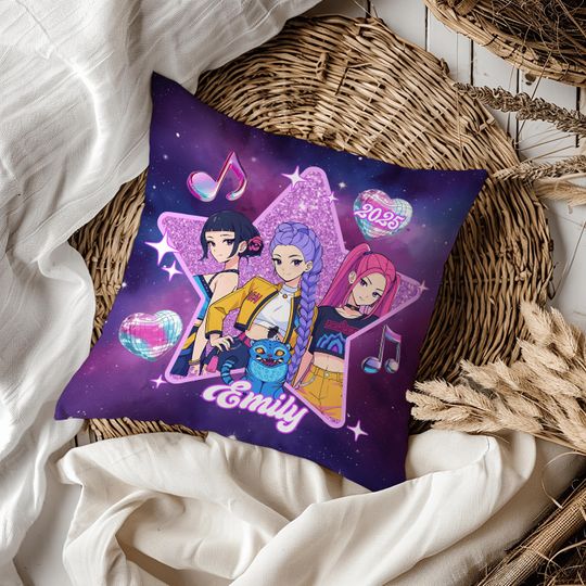 Discover Custom Huntrix Pillow, Rumi Mira Zoey Warrior Plush, Kpop Demon Hunter Plush, Kids Gift, Christmas Gift