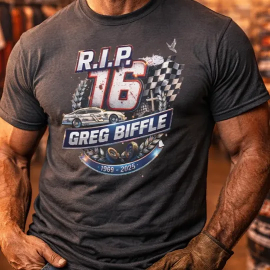 Discover RIP 16 Greg Biffle Memorial T-Shirt | Racing Tribute Legend Checkered Flag