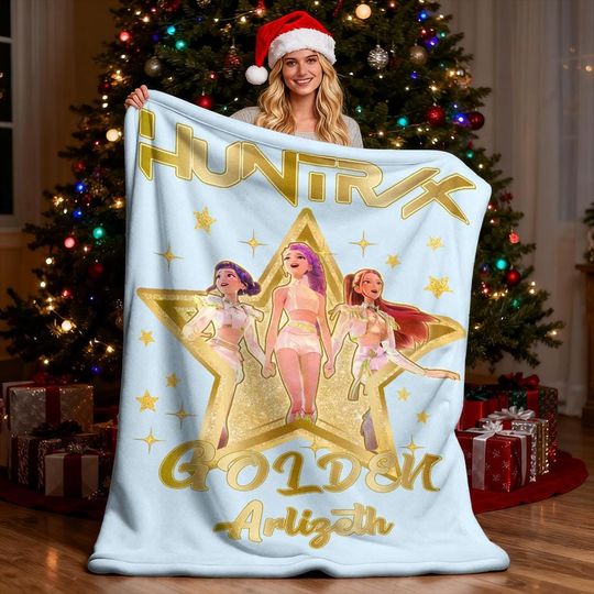 Discover Personalized Kpop Golden Huntrix Christmas Girl Blanket,Custom Name Throw