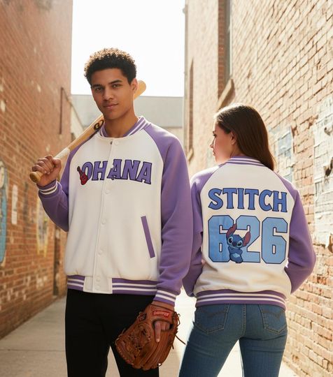 Discover Disney Stitch Ohana 626 Baseball Jacket, Cute Lilo and Stitch Varsity Jacket, Cozy Stitch Bomber Jacket, Disneyland Family Trip Outfit