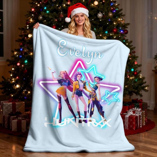 Discover Demon Hunters Graphic Throw Blanket, Personalized Fantasy Anime Film Bedding for Fan Gift