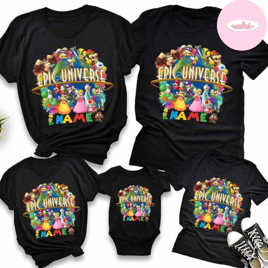 Personalized Super Mario Epic Universe Shirt, Mario Luigi Princess Peach Epic Universe 2026, Family Epic Trip, Super Mario Birthday Boy/Girl