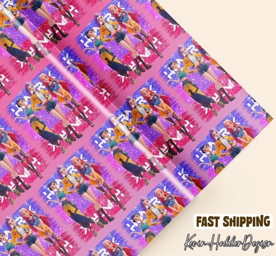 HUNTRIX Christmas Wrapping Paper, Kpop Demon Hunters, Derpy Tiger Holiday Gift Wrap