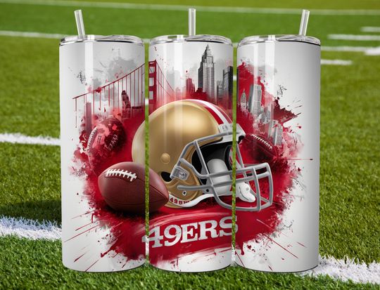 Discover San Francisco 20oz Skinny Tumbler Wrap PNG, Sport 20oz Tumbler PNG, Mascot Sublimation Tumbler PNG Digital Download, Football Tumbler