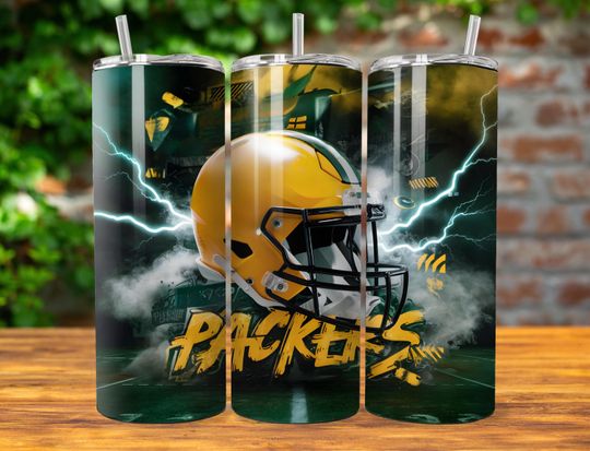 Discover Green Bay 20oz Skinny Tumbler Wrap PNG, Sport 20oz Tumbler PNG, Mascot Sublimation Tumbler PNG Digital Download, Football Tumbler