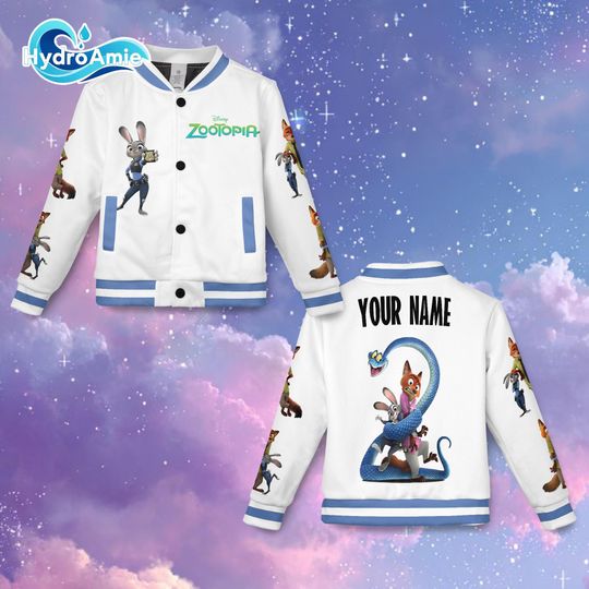 Discover Custom Cartoon Animal Varsity Jacket, Zootopia Inspired Baseball Jacket, Personalized Name Jacket for Kids & Adults