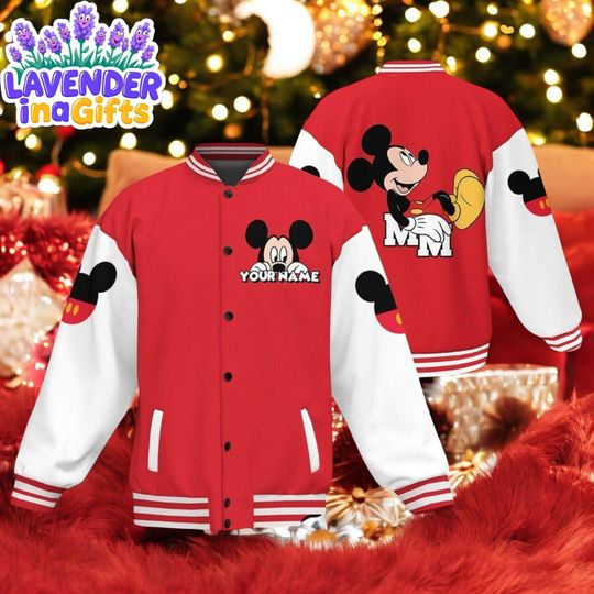 Discover Personalized Mickey Baseball Jacket, Mickey Mouse Jacket, Disney Mouse Jacket For Mens, Minnie Jacket, Disney Trip Shirt, Cartoon Gifts