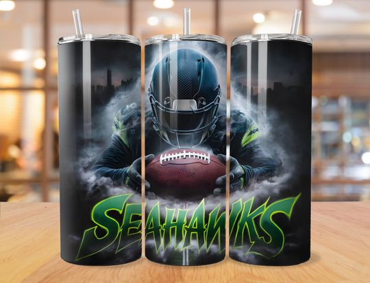 Discover Seahawk 20oz Skinny Tumbler Wrap PNG, Sport 20oz Tumbler PNG, Mascot Sublimation Tumbler PNG Digital Download, Football Tumbler