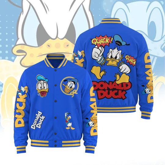 Discover Do-nald Duck Baseball Jacket, Funny Cartoon Character Shirt, Fun Comic Jacket, Magic Kingdom Fan Gift