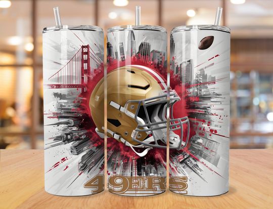 Discover San Francisco 20oz Skinny Tumbler Wrap PNG, Sport 20oz Tumbler PNG, Mascot Sublimation Tumbler PNG Digital Download, Football Tumbler