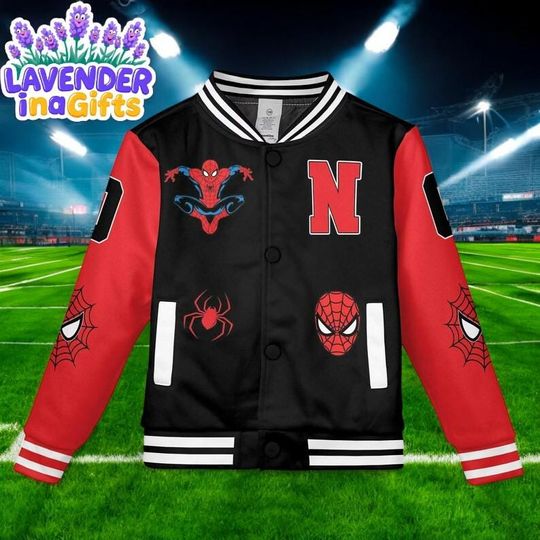 Discover Personalized Spiderman Varsity Jacket, Custom Superhero Spider-Man Baseball Jacket, Marvel Kids Youth Adult Varsity Jacket