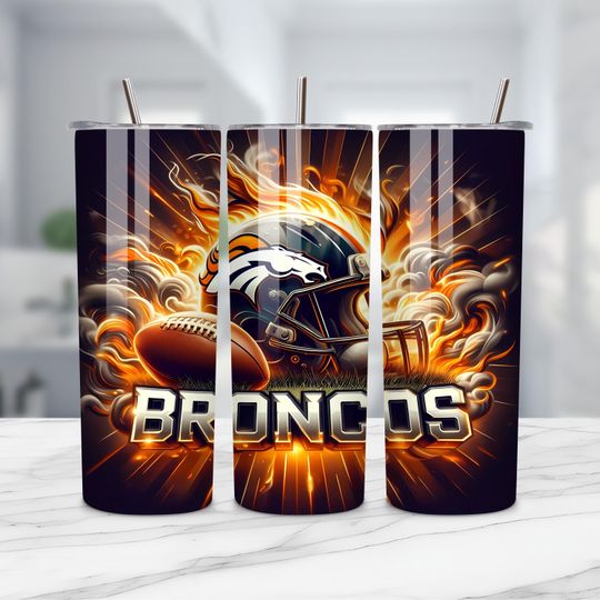 Discover Watercolor Football Helmet Tumbler Wrap | Blue Orange PNG (Digital Download)