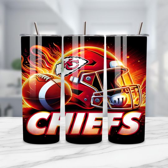 Best Selling Chiefs Tumbler | 20oz Skinny Football | Sports Mascot | Football Team Tumbler
