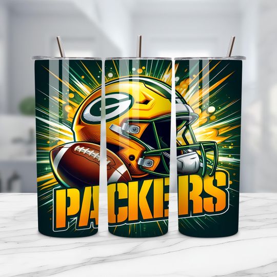 Discover Green Bay 20oz Skinny Tumbler Wrap PNG, Sport 20oz Tumbler PNG, Mascot Sublimation Tumbler PNG Digital Download, Football Tumbler