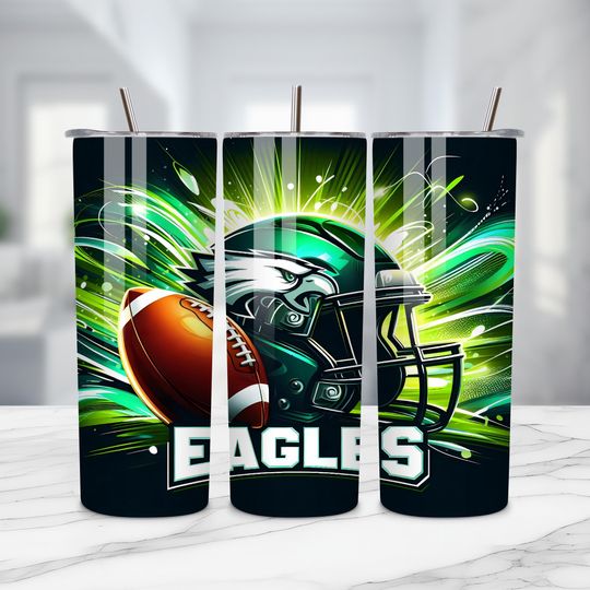 Discover Football Tumbler Wrap 20 oz Skinny Eagles Design PNG Digital Download