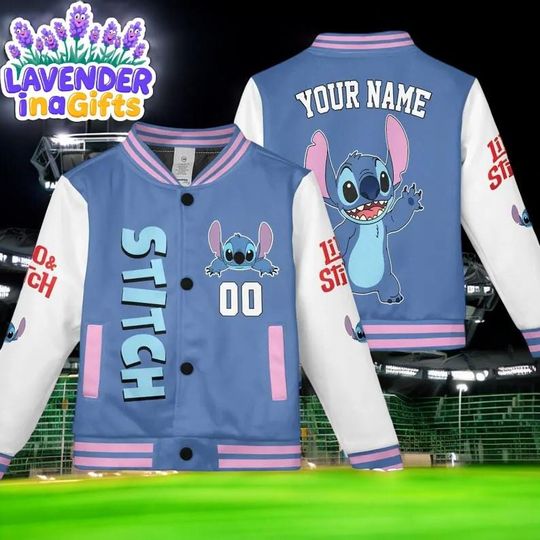 Discover Custom Stitch Varsity Jacket, Personalized Disney Lilo and Stitch Baseball Jacket, Stitch Kids Youth Adult Varsity Jacket