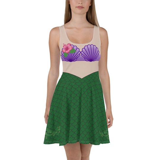 Discover Mermaid Shell Princess Running Costume Skater Dress
