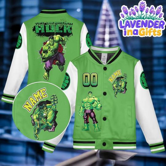 Custom Hulk Marvel Super Hero Baseball Jacket, Kids & Youth Varsity Jacket