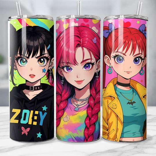 KPop Demon Hunter Tumbler | Derpy Anime 20oz Skinny Tumbler  | Cute K-Pop Huntrix Tumbler