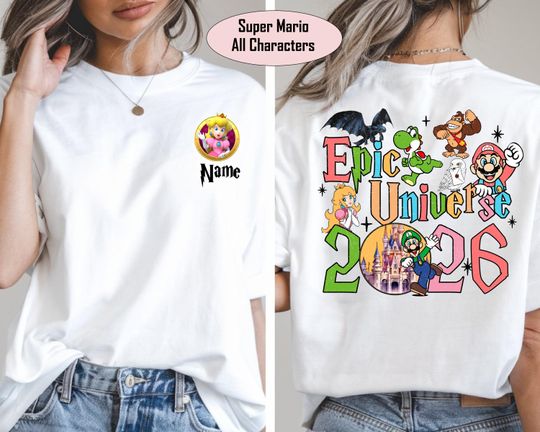 Custom Epic Universe 2026 Shirt, Family Universe Orlando  Park Trip Tee, Super Mario Bundle Characters, Epic Universe 2026 Family Trip Tee