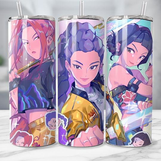 Huntrix 20oz Tumbler, Kpop Demon Hunters Skinny Tumbler