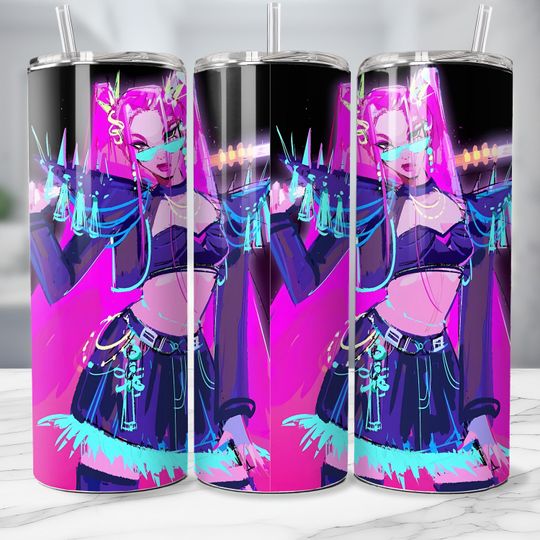 KPop Demon Hunter Tumbler | Derpy Anime 20oz Skinny Tumbler | Cute K-Pop Huntrix Tumbler