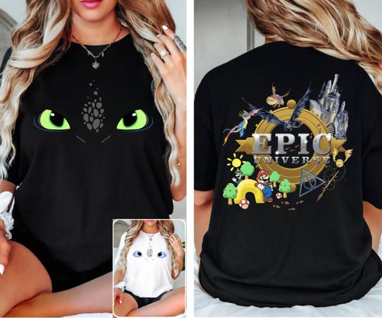 Epic Universe Shirts Night Fury Dragon Rider Shirt Cute Black Dragon Fantasy Tee Universal Studios Theme Park Gift Family Universe Park Trip