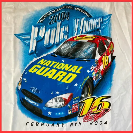 Discover NEW Reprint Vintage Greg Biffle #16 Daytona POLE WINNER T-Shirt NASCAR 500 RARE