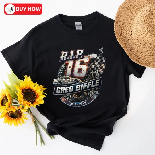 Discover R.I.P 16 Greg Biffle 1969-2025 Shirt, Racing Tribute Checkered Flag Shirt, S-5XL