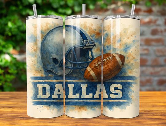 Discover Dallas 20oz Skinny Tumbler Wrap PNG, Sport 20oz Tumbler PNG, Mascot Sublimation Tumbler PNG Digital Download
