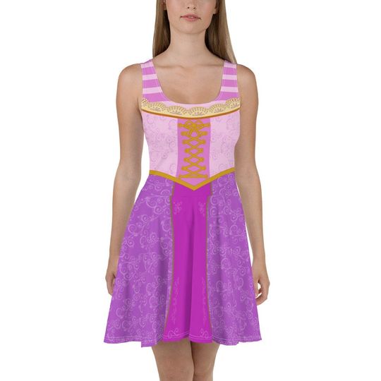 Rapunzel Princess Running Costume Skater Dress