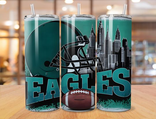 Discover Philadelphia 20oz Skinny Tumbler Wrap PNG, Sport 20oz Tumbler PNG, Mascot Sublimation Tumbler PNG Digital Download