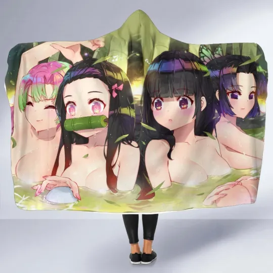 Discover Kimetsu No Yaiba Girl Hooded Blanket, Soft Cozy Anime Throw for Kids and Fans