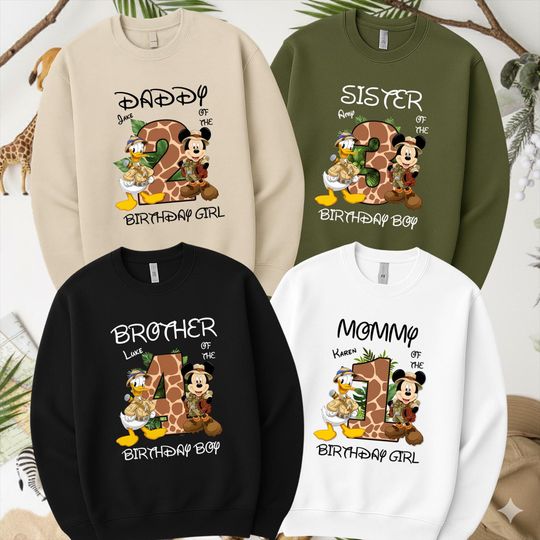 Discover Custom Disney Animal Kingdom Birthday Sweatshirt, Matching Family Birthday Sweatshirt, Personalized Disney Safari Sweatshirt, Birthday Girl