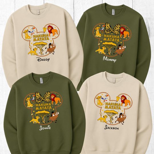 Discover Custom Disney Hakuna Matata Sweatshirt, Personalized Hakuna Matata Sweatshirt, Disney Hakuna Matata Matching Family Sweatshirt, Family Trip