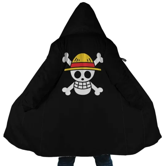 Black Straw Hat Jolly Roger Hoodie Cloak One Piece Dream Coat