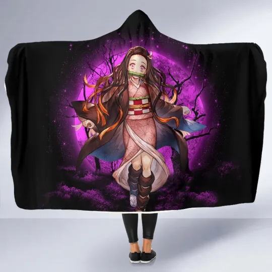 Discover Neko Moonlight Hooded Blanket - Cozy Anime Throw for Warmth