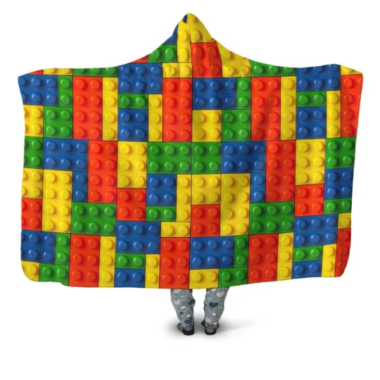 Discover Blocks Hooded Blanket, Cozy Warm Wearable Gift for Fans